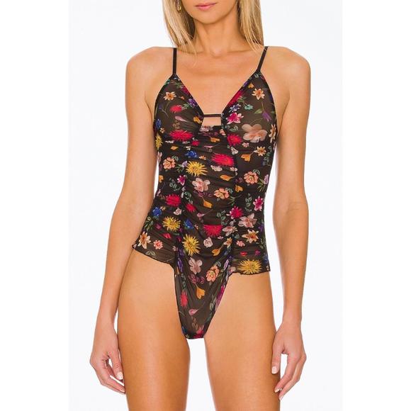 NEW ONLY HEARTS sylvie pin up bodysuit in black floral